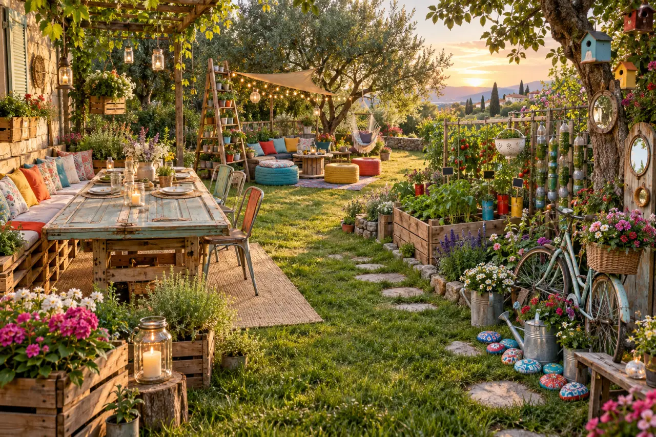 100 idées déco jardin avec des objets simples, réparties en 4 zones utiles