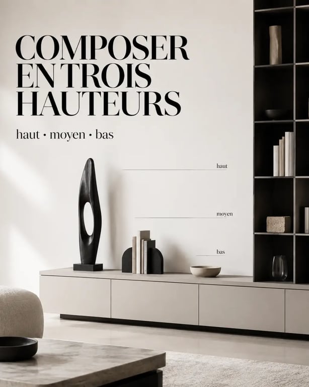 Objet déco design à poser sur meuble sur buffet et bibliothèque avec sculpture, serre-livres et petit objet bas