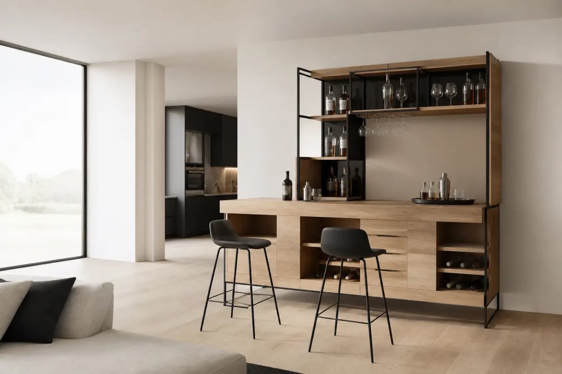 Meuble bar design dans une cuisine ouverte contemporaine