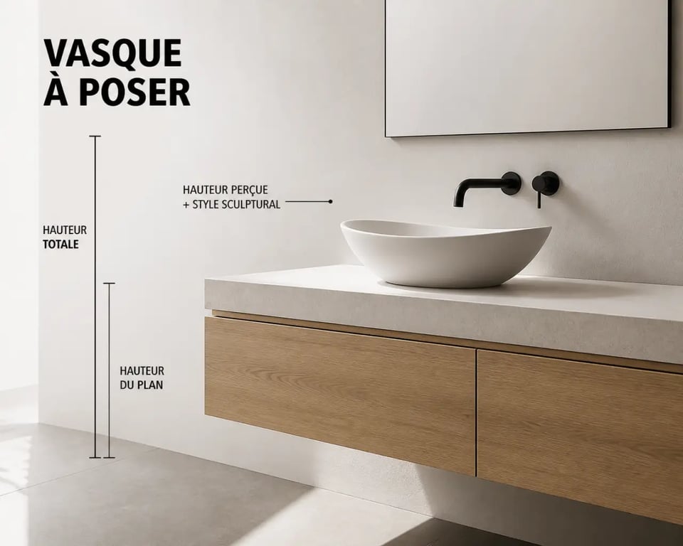 Meuble vasque design avec vasque à poser et plan contemporain