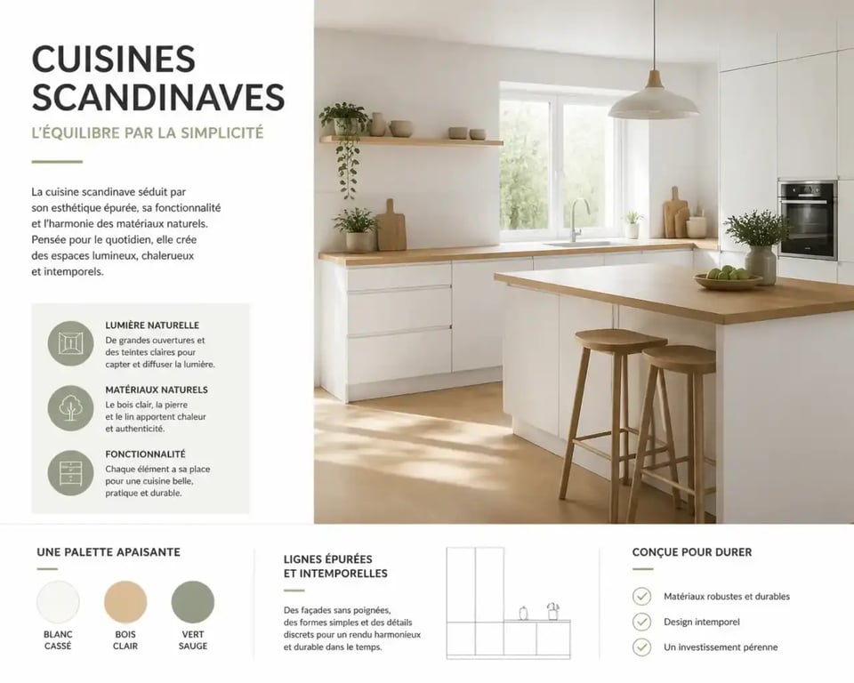 Idées déco cuisine scandinave lumineuse avec bois clair et lignes épurées