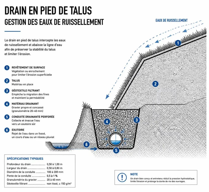 Gestion des eaux de ruissellement et drainage pour terrain en pente devant maison