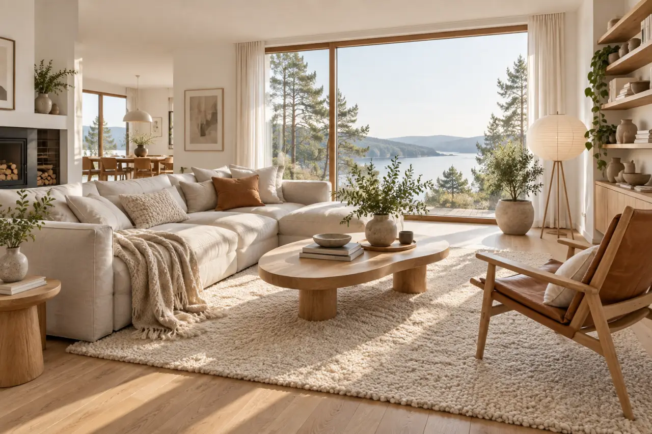 Décoration scandinave du salon : le bois et la lumière sans sacrifier le confort