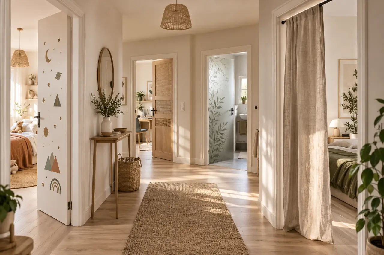 Comment décorer une porte intérieure ? Stickers, habillages et textiles selon la pièce