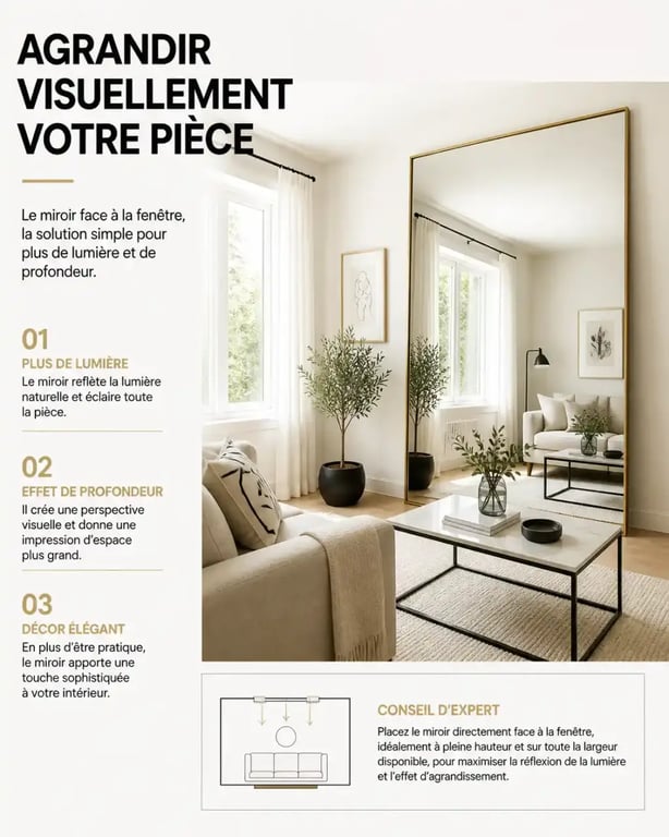 Utilisation de miroirs pour agrandir visuellement un petit salon