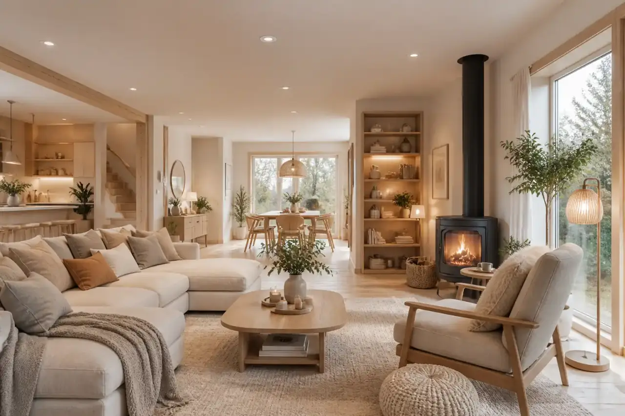 Déco scandinave cocooning : chaleur, bois clair et lumière douce sans effet froid
